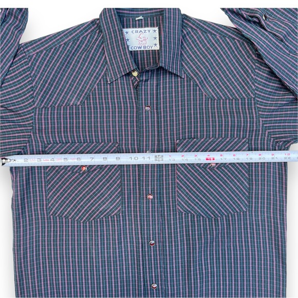 Mens Early Y2K Crazy Cowboy Pearl Snap Western Shirt size Medium - Picture 13 of 13